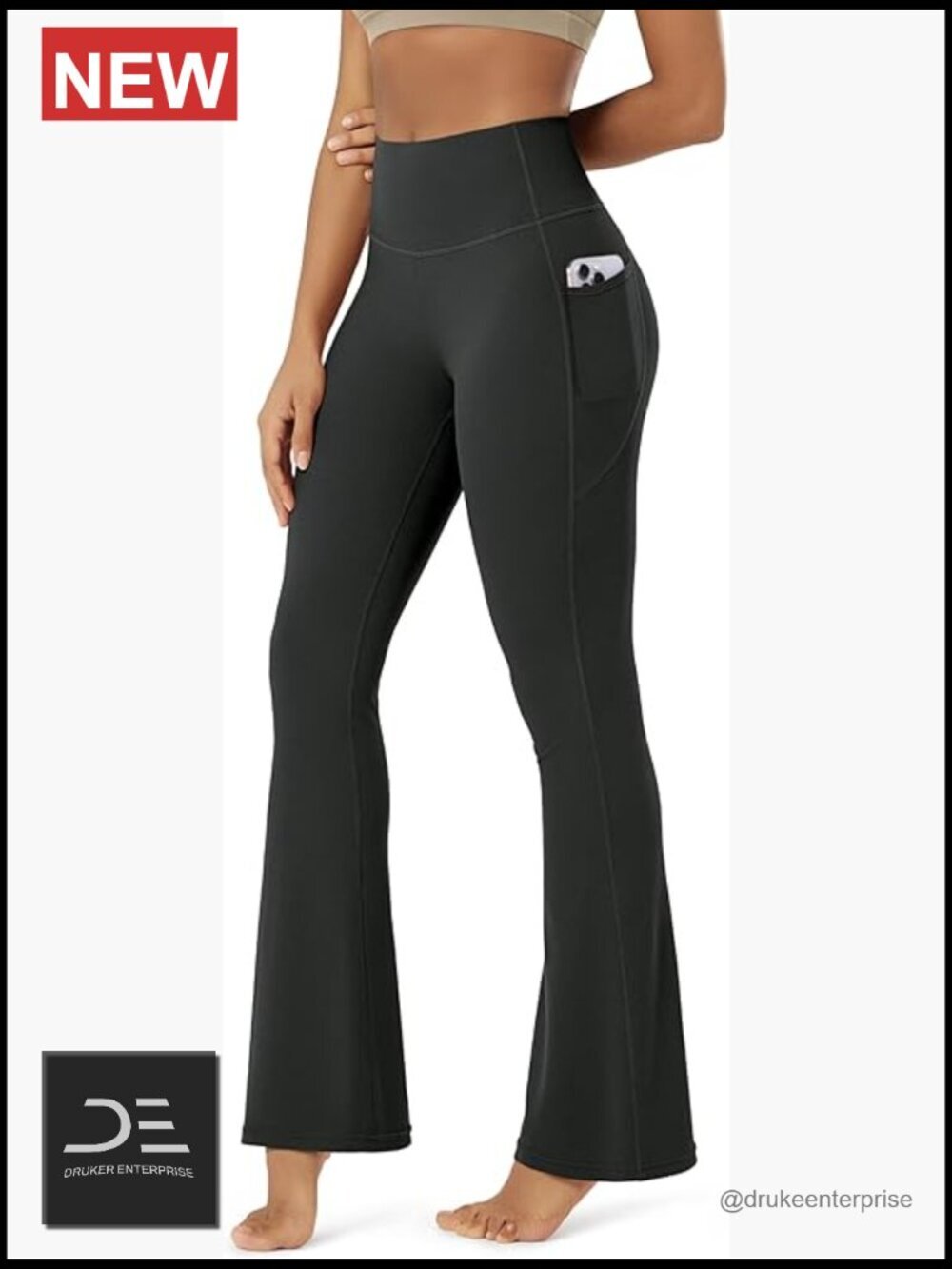 High Waist Casual Bootcut Yoga Pants with Pockets, 30/32 Inseam